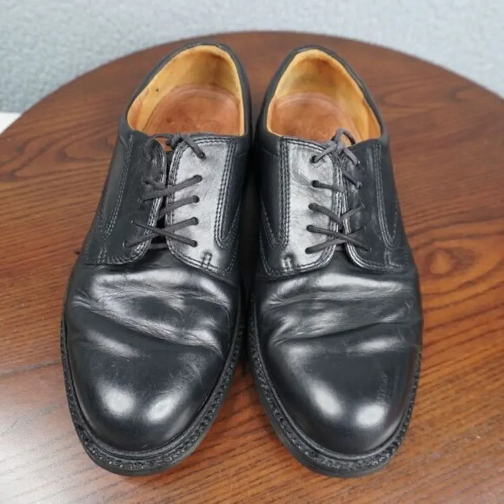 Ecco Shoes Mens Size 41 H / 7 - 7.5 Black Leather Comfort Lace Up Casual Oxford